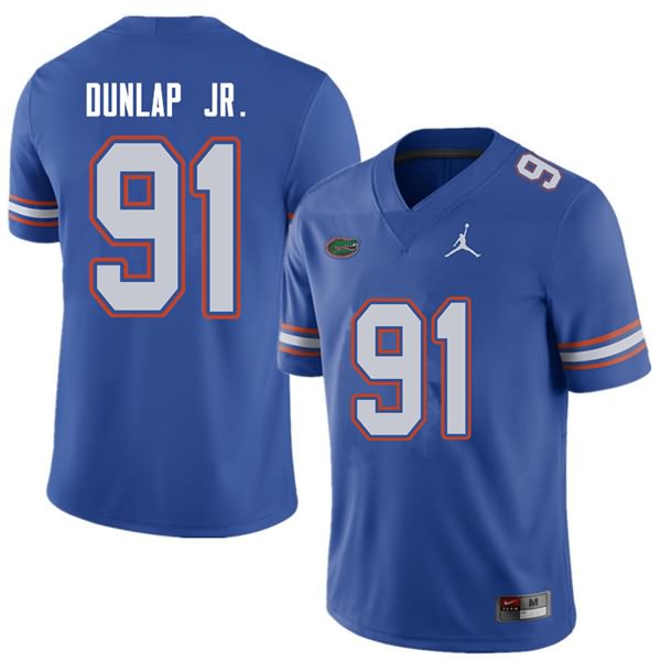 Men's NCAA Florida Gators Marlon Dunlap Jr. #91 Stitched Authentic Jordan Brand Royal College Football Jersey YUW6165JU